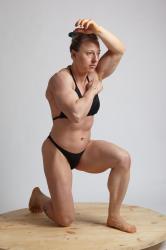 Woman Adult Muscular White Martial art Kneeling poses Underwear